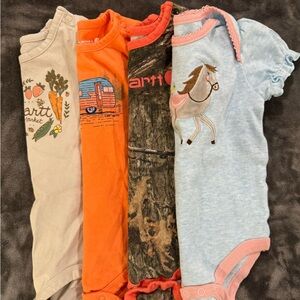 Girls Carhartt and John Deere Onesie Bundle of 4 - size 9 months